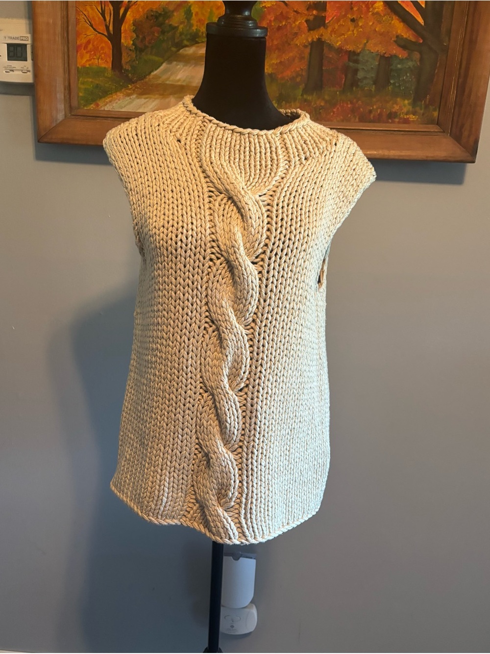 Talbot’s Vintage Hand-Knit 100% Silk Sleeveless Crewneck Sweater-Cream Sz L